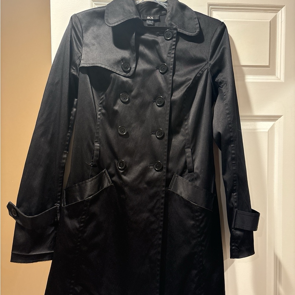BCX Black Double-Breasted Trench Coat